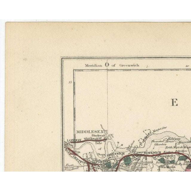 Antique Hobson Fox Hunting Map of Kent with Tickham Hunt, 1870 For Sale - Image 3 of 9