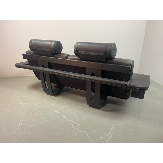 1970s Black Leather Kroken Two-Seater Sofa by Åke Fribytter for Nelo Möbel, Sweden, 1970s For Sale - Image 5 of 17