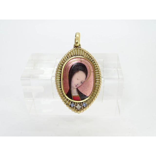 Metal Vintage French 18k Gold and Enamel Pendant, 1900 For Sale - Image 7 of 18