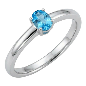 Blue Topaz Ring in 925 Silver, Simple Stacking Blue Gemstone Ring Us 7