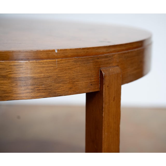 Wood Art Deco Round Occasional or Side Table of Walnut From France For Sale - Image 7 of 8
