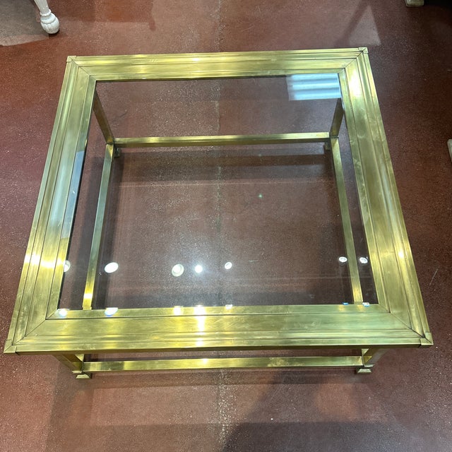 Mastercraft Unmarked Master Craft Brass Glass Top Coffee Table For Sale - Image 4 of 9