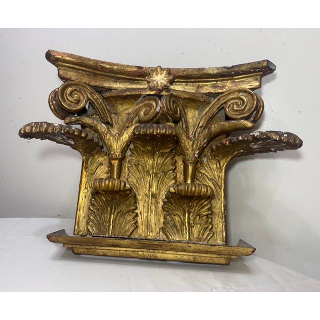 Large Antique 1700's Gilt Wood Corinthian Piller Architectural Salvage Sculpture For Sale In New York - Image 6 of 15