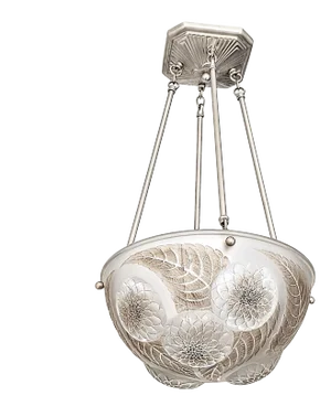 French Art Deco Pendant Chandelier by René Lalique Model Dahlias (pair avaiable)