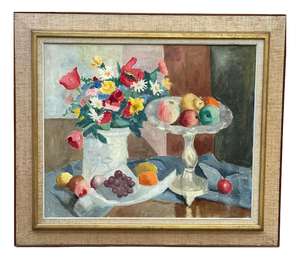 Ellis Wallin, Flowers and Fruit, 1968, Oil on Canvas, Framed
