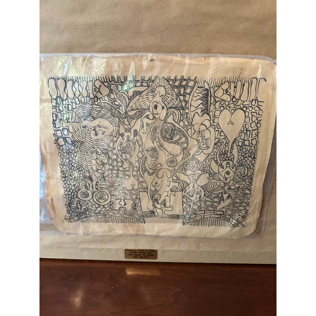 Vintage 1959 Large Original Surrealist Abstract Ink on Paper by Florence C Hopkins -Framed For Sale - Image 9 of 10