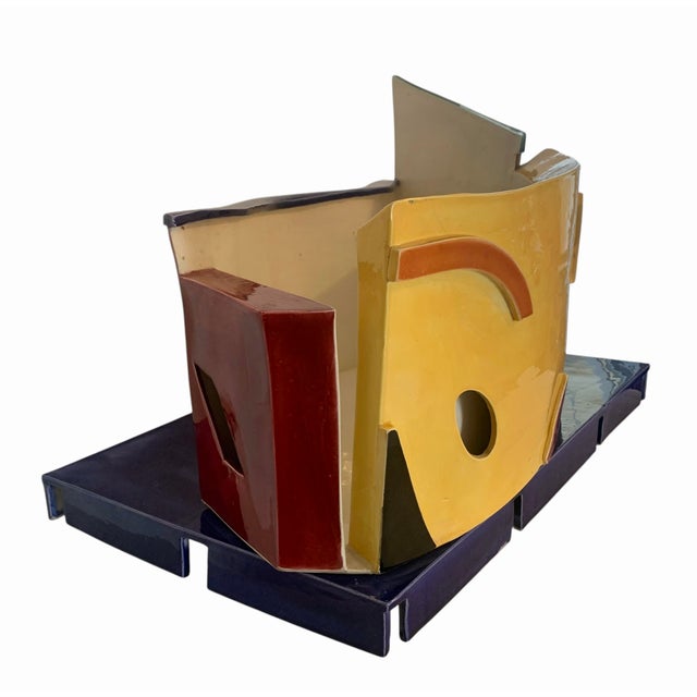 Late 20th Century Judith Solomon Ceramic Vessel on Base For Sale - Image 5 of 10