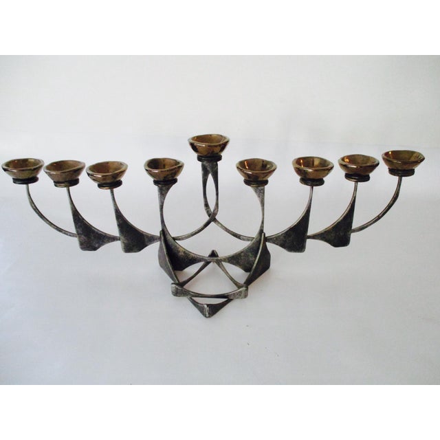 Modernist Menorah Oil Lamp Candle Holder Made in Israel Bought in