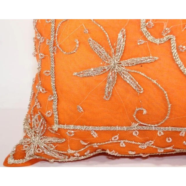 Orange Throw Decorative Orange Accent Pillow Embellished With Sequins and Beads For Sale - Image 8 of 16