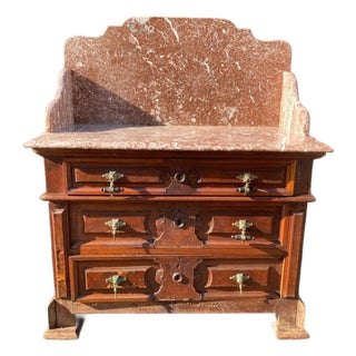 Antique Marble Wash Basin Cabinet For Sale