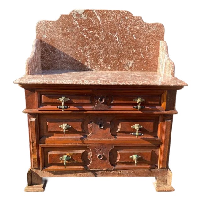 Antique Marble Wash Basin Cabinet For Sale