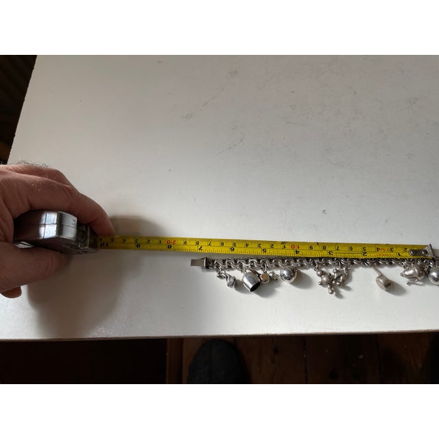 Metal Mid-Century Danish Silver Charm Bracelet with 10 Charms, 1950s For Sale - Image 7 of 9