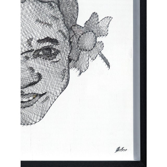 Black Jaymes Earl "Opulence III" Contemporary Black and White Pin and Thread Mixed Media Portrait, 2023 For Sale - Image 8 of 12