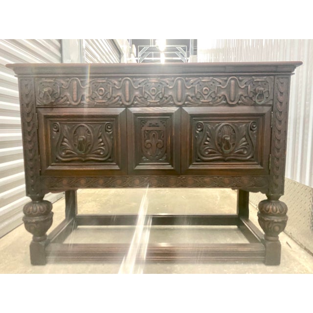 Antique Carved Oak Sideboard or Buffet by the H Krug Furniture Company . For Sale - Image 12 of 12