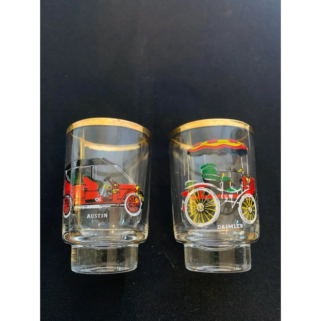 Mid 20th Century Gold-Rimmed Ruhrglas Car Lovers Shot Glasses in Original Box- Set of 6 For Sale - Image 4 of 11