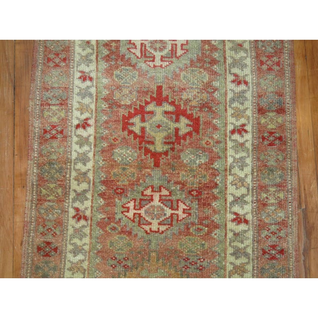 Contemporary Pink Background Vintage Turkish Anatolian 20th Century Primitive Runner For Sale - Image 3 of 6