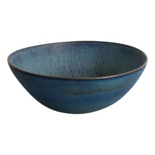Large Swedish Mid-Century Blue Ceramic Bowl by Stig Lindberg, 1960s For Sale
