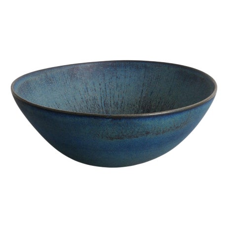 Large Swedish Mid-Century Blue Ceramic Bowl by Stig Lindberg, 1960s For Sale
