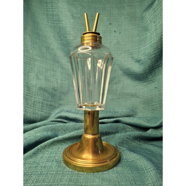 Rare Mid 19th Century Eapg Flute Pattern Camphene Fluid Burner Lamp Weighted Bronze Base For Sale - Image 4 of 11