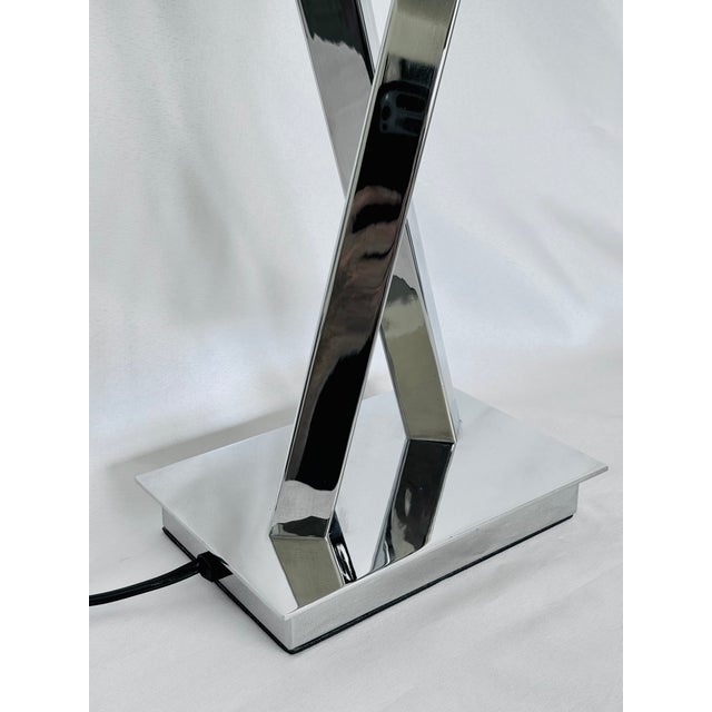 Paul Evans 1980’s Frederick Ramond Nickel Plated Lamps - A Pair For Sale - Image 4 of 14