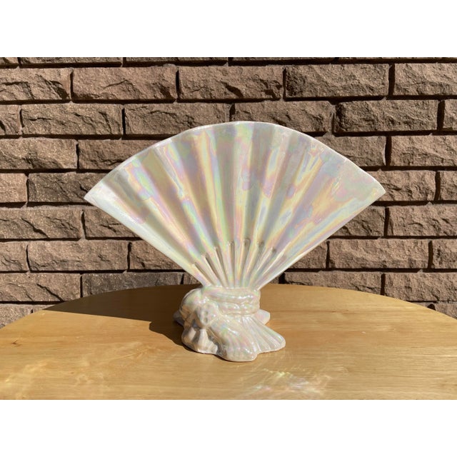 Vintage 1960s Iridescent Fan Vase For Sale - Image 11 of 11