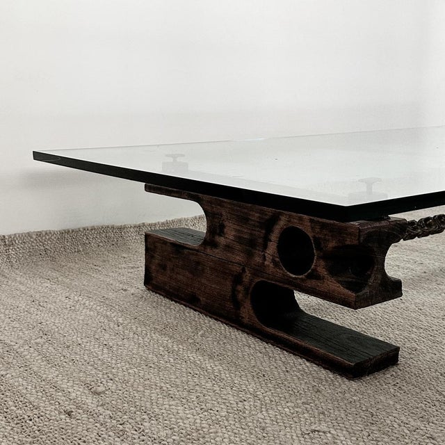 Vintage Brutalist Glass and Bronze Coffee Table For Sale - Image 9 of 10