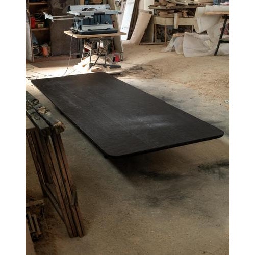 Wood Handmade Black Burned Oak Low Coffee Table by Dennis Kaiser For Sale - Image 7 of 8