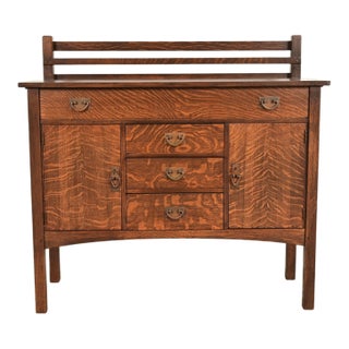 Gustav Stickley Antique Mission Oak Arts & Crafts Sideboard, Newly Refinished For Sale