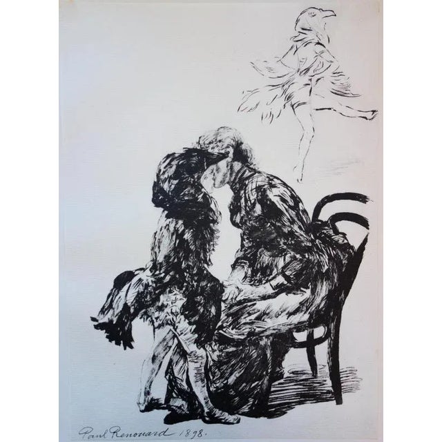 Paul RENOUARD (1845-1924) Kiss before the Ballet, 1898 Original lithograph (Champenois printing house) Signed in the plate...