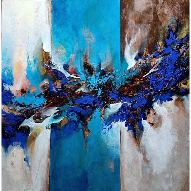 Christiane Hess, Flamme Bleue, 2022, Acrylic on Canvas For Sale