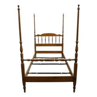 Ethan Allen Heirloom Nutmeg Maple Colonial Early American Style Twin Size Four Poster Bed 10-5631 For Sale