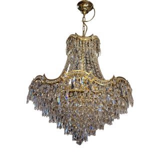Hollywood Regency Crystal Chandeliers, Italy, 1965-1975, Set of 2 For Sale