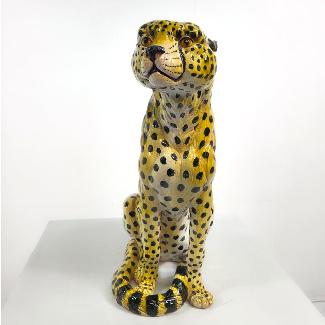 Black Italian Terracotta Leopard Statue, 1960s For Sale - Image 8 of 10