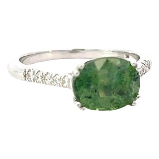 Natural Sapphire Diamond Ring 6.5 14k WG 2.89 TCW Certified For Sale
