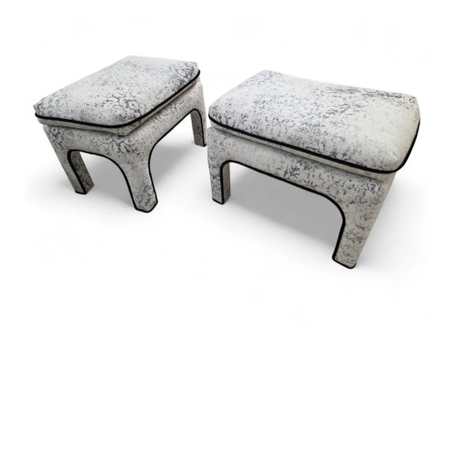 Mid Century Modern Pillow Top Ottoman/Stools by Directional Newly Reupholstered For Sale - Image 10 of 11