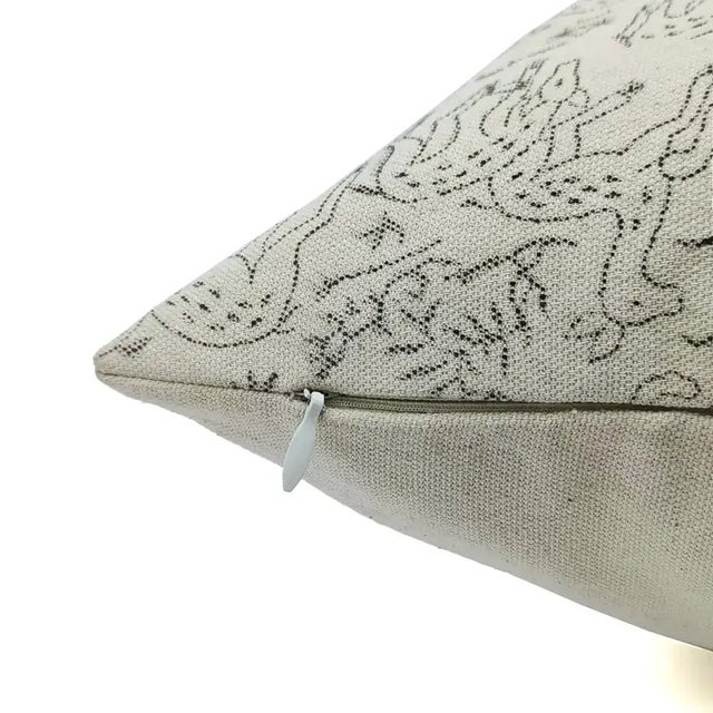 Art Deco Fabdivine Indian Block Print Cushion Cover 18x18 Inch Duck Canvas-Forest Deer For Sale - Image 3 of 4