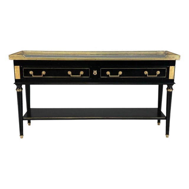 Louis Xvi, Hollywood Regency, Bronze, Marble, Ebonized Console, France, 1930s For Sale