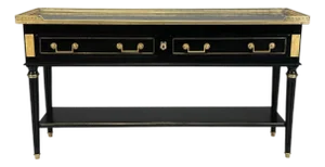 Louis Xvi, Hollywood Regency, Bronze, Marble, Ebonized Console, France, 1930s