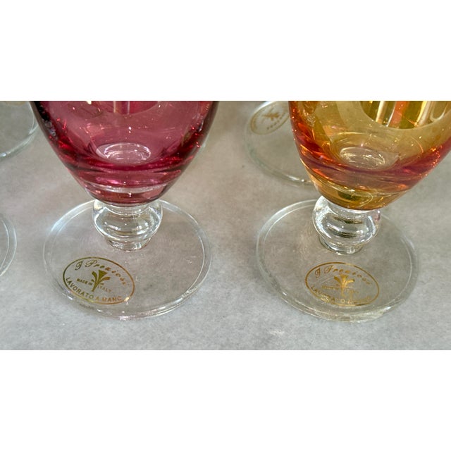 Moser Glassworks Vintage Italian Cordial Glasses – Jewel Tone Set of 6, Labeled, in Original Box For Sale - Image 4 of 10