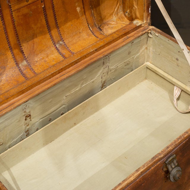 19th C. Geo. B. Bains & Sons Leather Dome-Top Travel Trunk c.1885 For Sale - Image 17 of 18