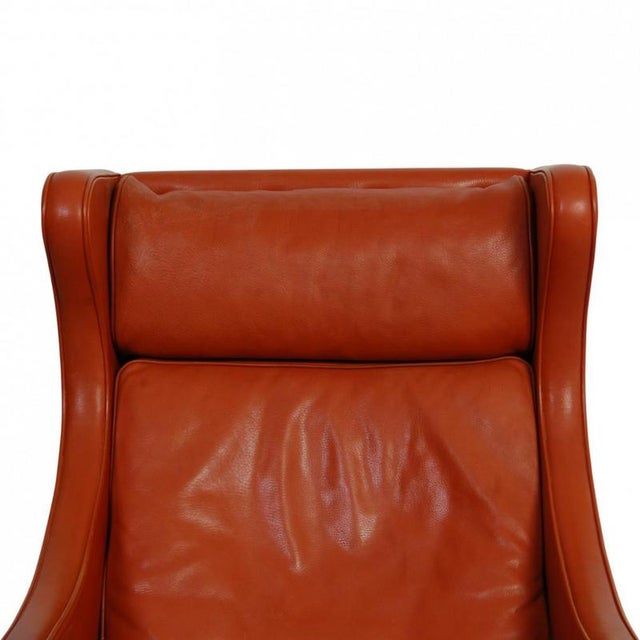 2204 Wingchair in Cognac Leather by Børge Mogensen, 1980s For Sale - Image 3 of 18