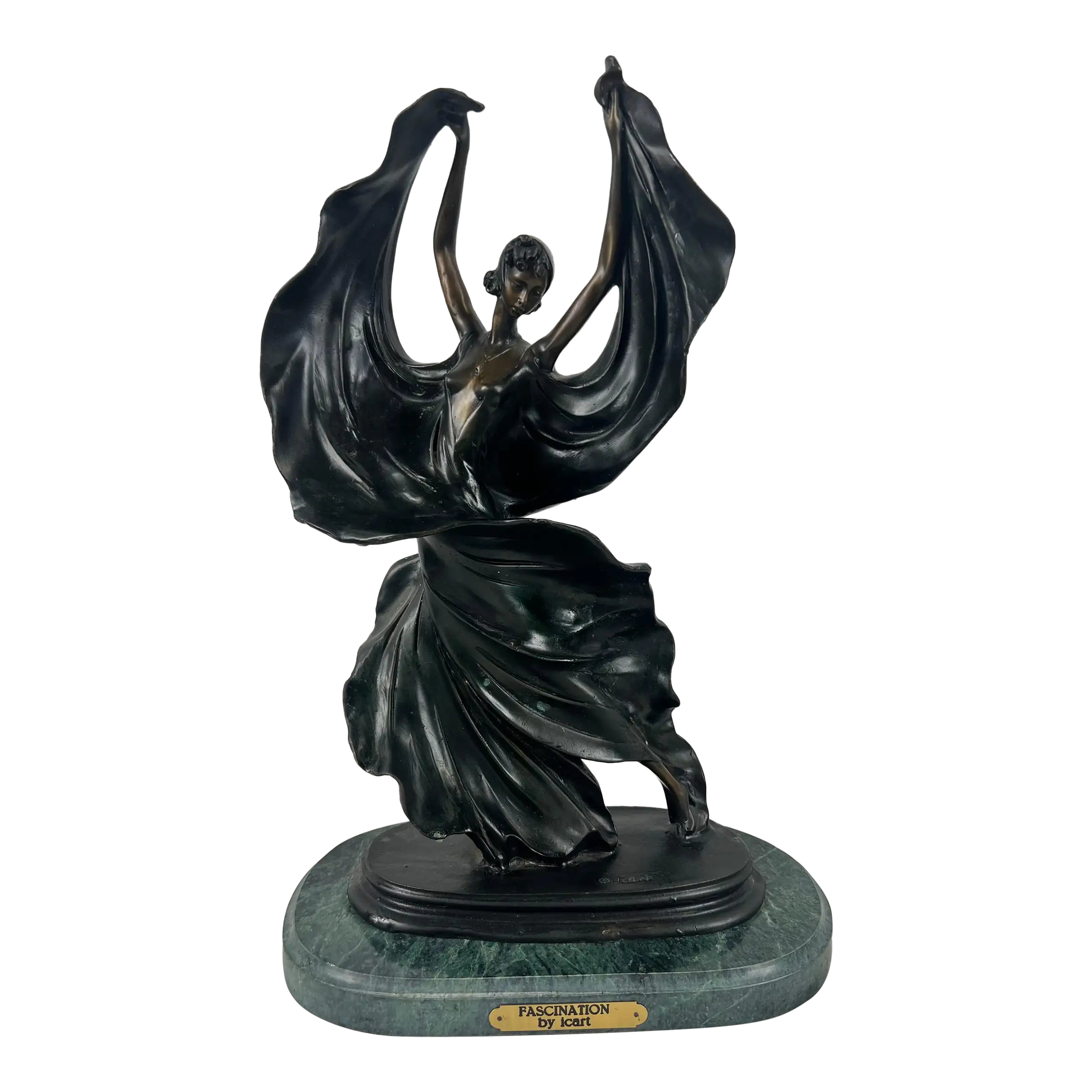 Louis Icart Art Deco Style Fascination Recast Bronze Dancing Woman