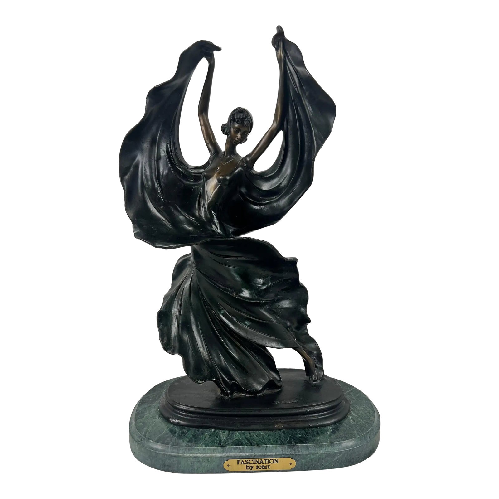 Louis Icart Art Deco Style Fascination Recast Bronze Dancing Woman
