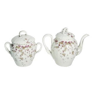 Tea Service with Floral Decoration, France, 20th Century, Set of 2 For Sale