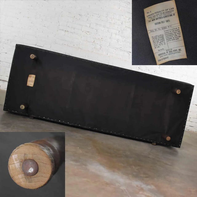 Vintage Mid Century Modern Black Vinyl Faux Leather Convertible Sofa by Universal of High Point For Sale - Image 12 of 13