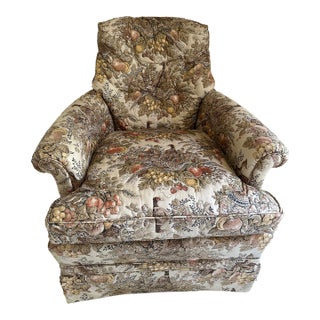 Vintage Hickory Chair Floral Swivel Rocking Chair For Sale