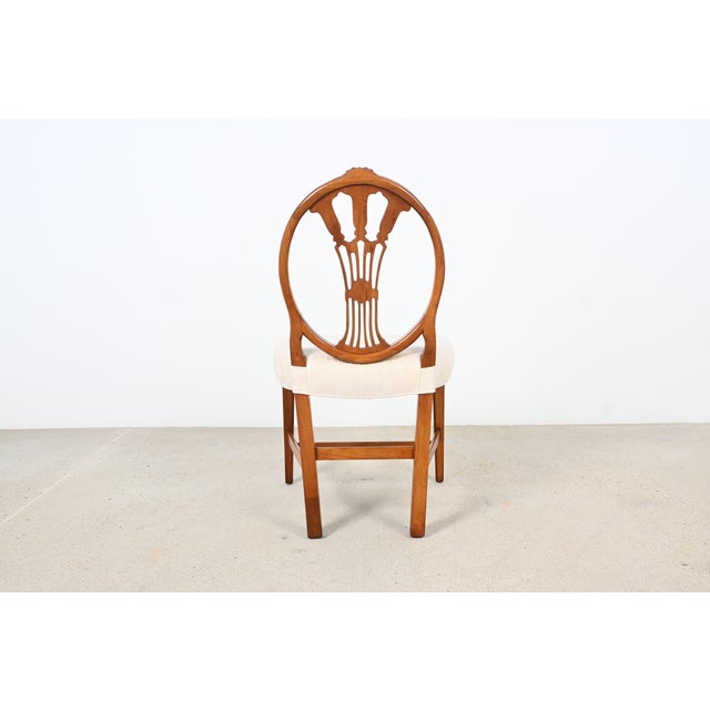 Elegant Set of Six Hepplewhite-Style Carved Dining Chairs With Oval Backrests For Sale - Image 12 of 16