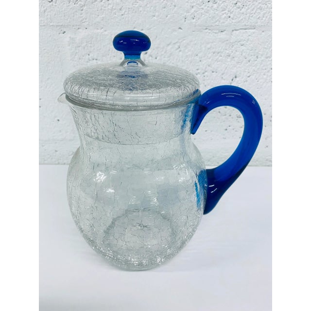 Crackle Glass Pitcher and Tumbler Set by Chairish