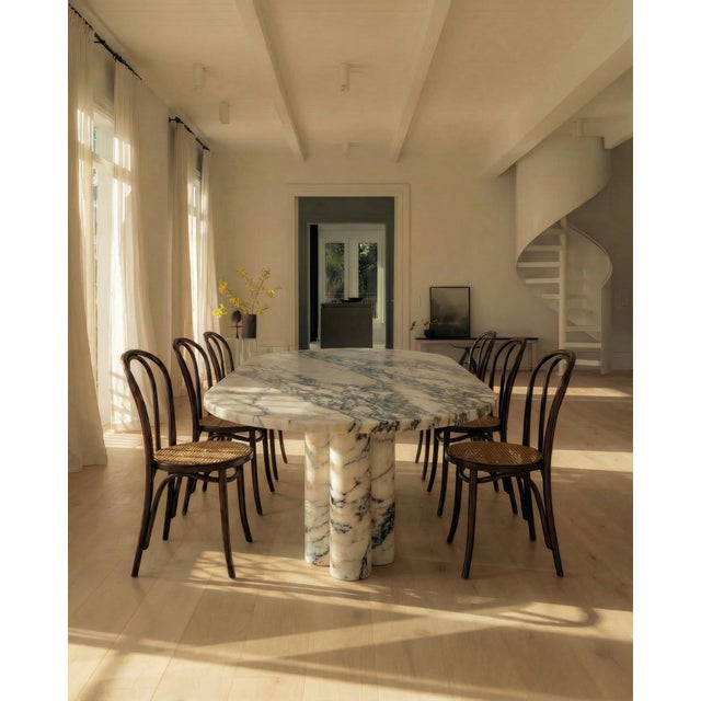 Contemporary Viola Veined Violet Marble Oval Dining Table by My Habitat Design For Sale - Image 3 of 8