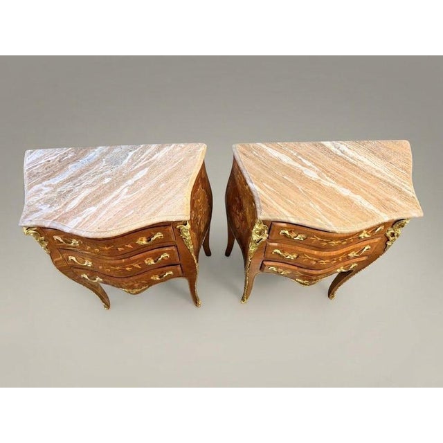Mahogany and Kingwood Veneer Bombe Bedside Lockers, Set of 2 For Sale - Image 3 of 5
